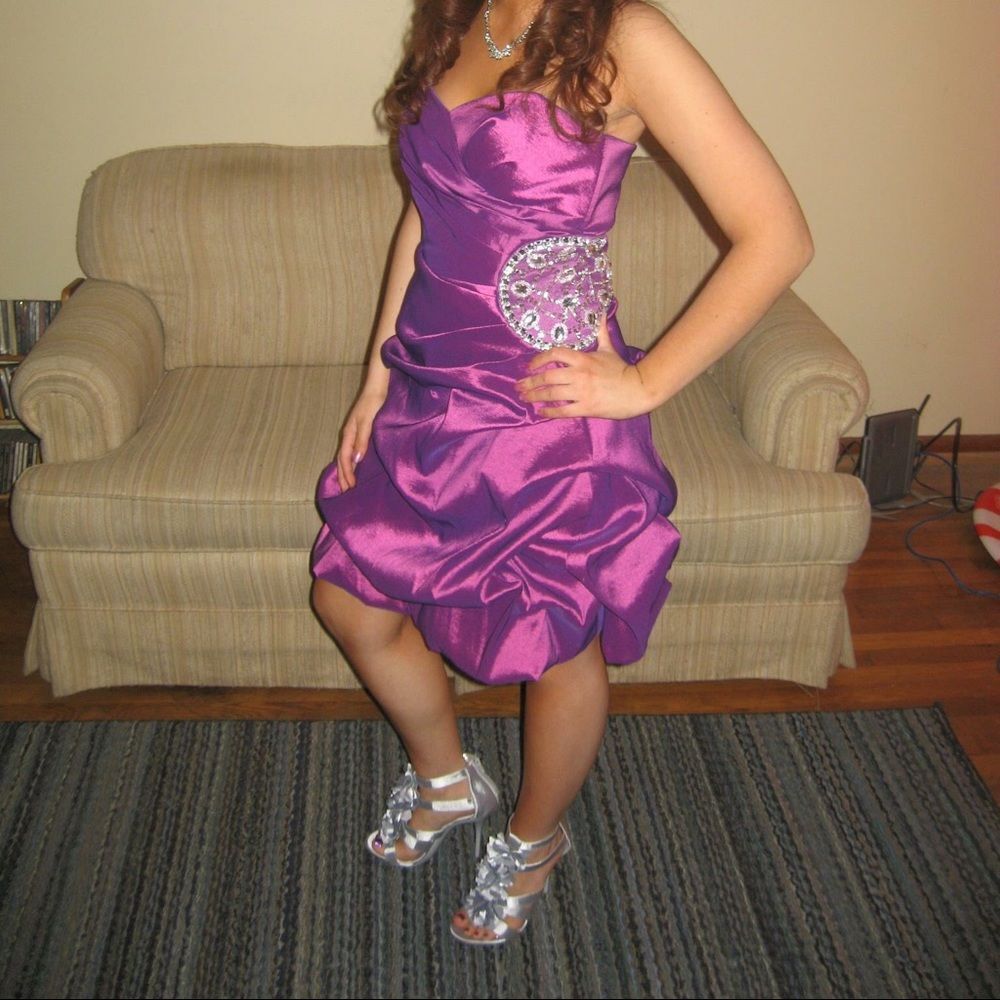 Short Purple Formal Dress Homecoming Prom Dance Y2K Party Sz 7 2000s Halloween